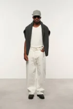 wide leg felled denim