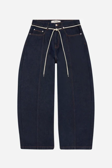 wide leg felled denim