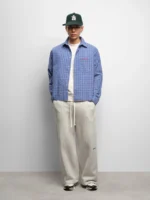 About:blank raw edge check shirt