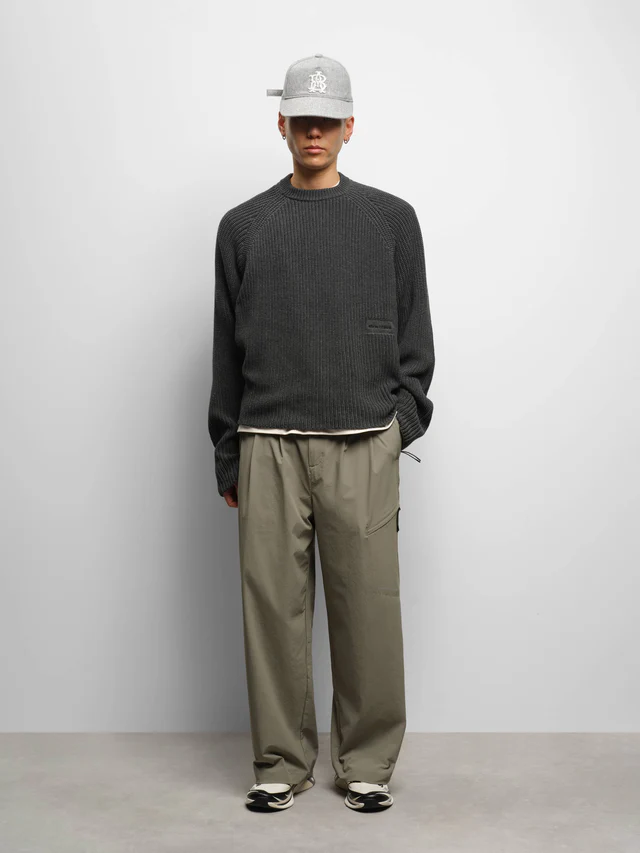 About:blank rib mock neck crew