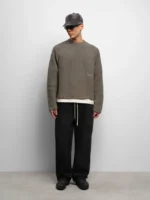 About:blank rib mock neck crew
