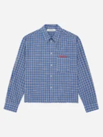 About:blank raw edge check shirt