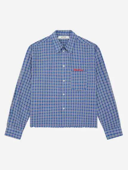 About:blank raw edge check shirt