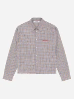 About:blank raw edge check shirt